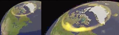 Immagini tratte dalla simulazione al computer: ovale aurorale prima (sx) e dopo (dx) il verificarsi di una rottura (breakup) aurorale. Crediti: Kyoto University