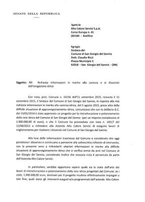 Qual è lo stato dell’arte dei lavori di ristrutturazione e potenziamento della rete idrica progettati dal Comune? La cifra di 1.900.000,00 euro, destinati per il progetto, risultano effettivamente impiegati a tale fine? Le domande della Portavoce del M...