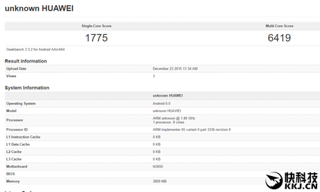 geekBench Huawei p9