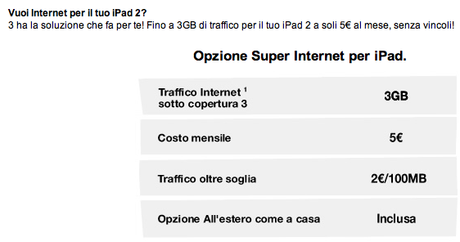 L'operatore 3ITA ufficializza la tariffa Super Internet per l'esordio di iPad 2