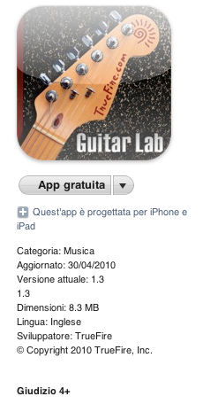 L'applicazione Guitar Lab viene scontata per un periodo limitato da 0,79€ a gratis