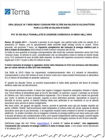 Flavio Cattaneo: Ora Legale meno 646 Milioni di kWh