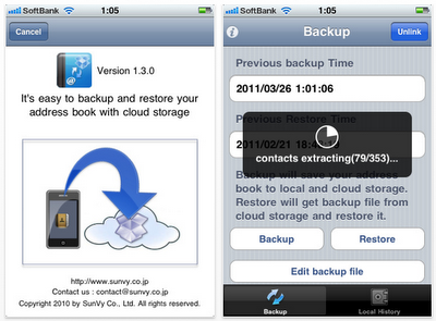 Con l'applicazione Contacts Backup Over Dropbox possiamo salvare la rubrica dell'iPhone in Dropbox