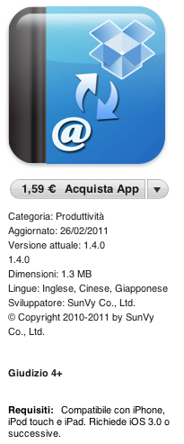 Con l'applicazione Contacts Backup Over Dropbox possiamo salvare la rubrica dell'iPhone in Dropbox