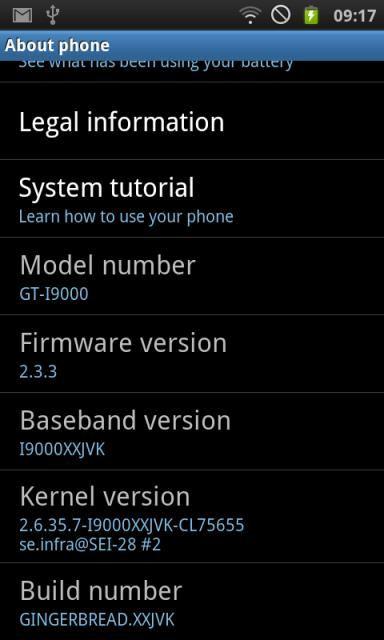  Nuovo firmware Android 2.3.3 per Samsung Galaxy S