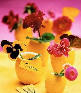 Segnaposto con limoni e fiori