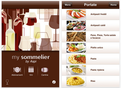 Ecco applicazione l'abbinamento vini Sommelier