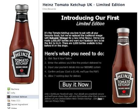 Su Facebook compri il Ketchup in Edizione limitata