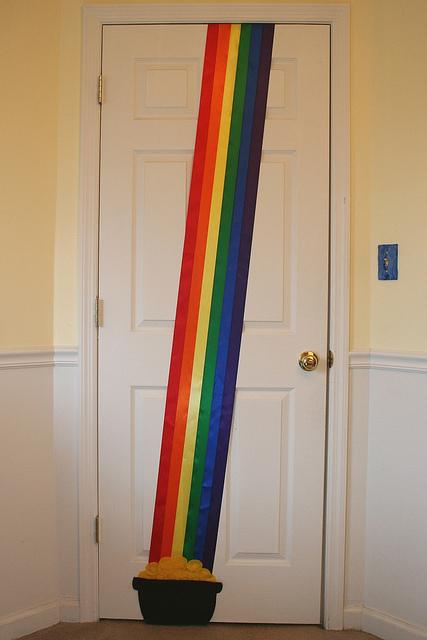 St. Patrick's Day rainbow door decoration