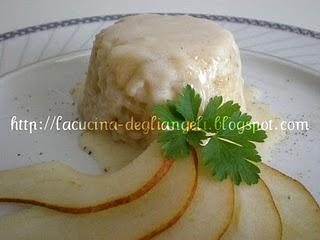 Timballini di risotto con le pere e fonduta di taleggio