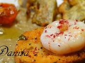 Gamberetti crostini aromatizzati, crema carciofi (cottura vapore)
