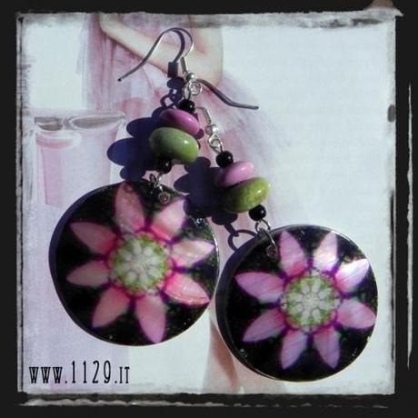 MCFUNE-orecchini-madreperla-fiore-nero-turchese-fucsia-verde-pink-green-turquoise-mop-flower-silver-earrings