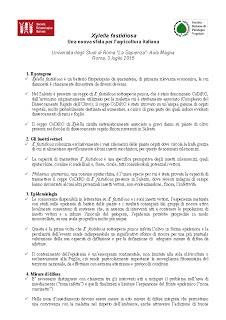 Xylella fastidiosa Una nuova sfida per l’agricoltura italiana Università degli Studi di Roma “La Sapienza”- Aula Magna - Roma, 3 luglio 2015