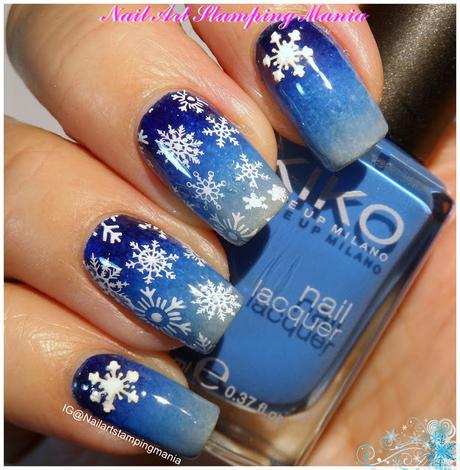 Snowflakes Manicure with Christmas Nail Art Decoration and QA Plate