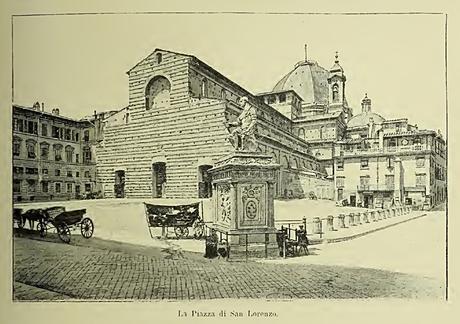 Firenze - La piazza di San Lorenzo - immagine tratta da  “Firenze e la Toscana” di Eugenio Müntz, Fratelli Treves Editori, 1899 