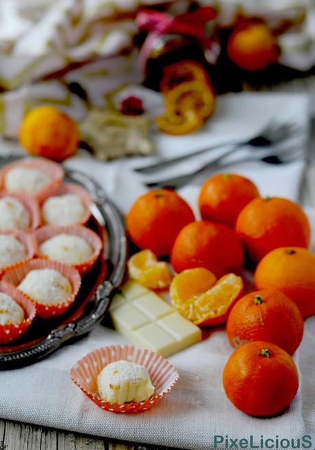 Tartufini di Cioccolato Bianco con Clementine e Cocco