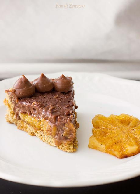 crostata con arance caramellate al rum e cioccolato