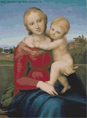 Schema a punto croce: Madonna con Bambino di Raffaello