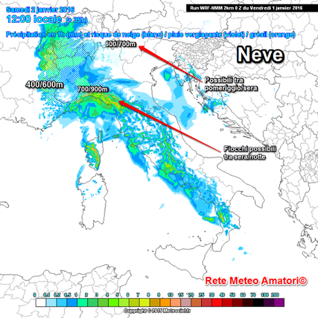 2016 Piogge e Neve nei prossimi giorni