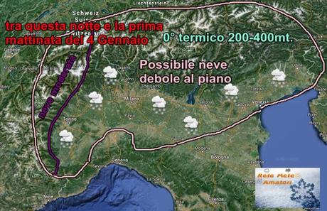 Nevicate fino al piano in Pianura Padana altre nella prossima notte