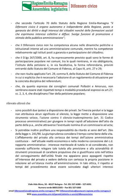 Il diritto negato ai cittadini. Bocciato il Comune di Fidenza