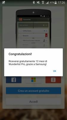 Come ottenere un abbonamento annuale gratuito a Wunderlist Pro grazie a Samsung Galaxy Apps Screenshot_2016-01-05-17-26-50