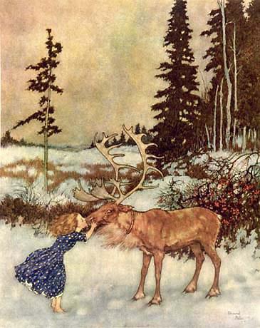 Edmund Dulac, She kissed the reindeer on the nose