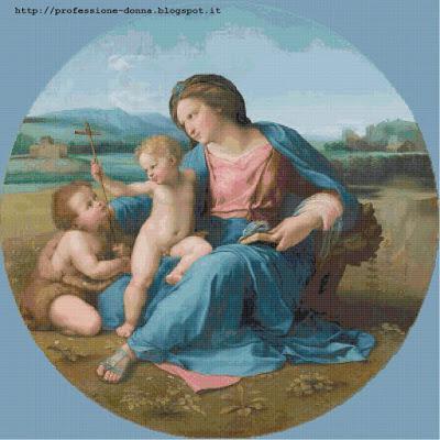 Schema per il punto croce: Madonna d'alba di Raffaello Sanzio