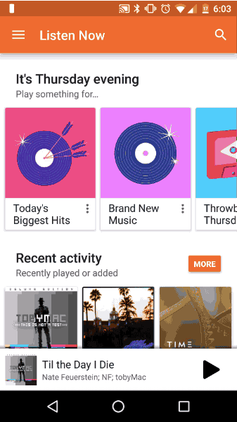 Google Play Music UI rinnovata