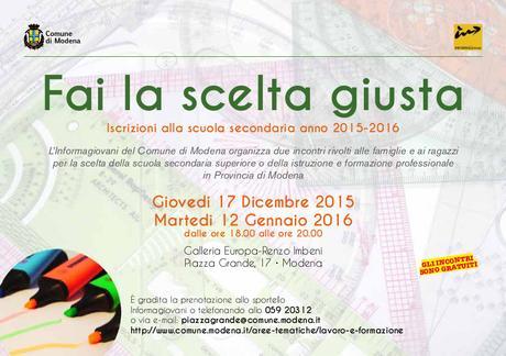 Fai la scelta giusta, ultimo incontro di orientamento scolastico a Modena fai la scelta