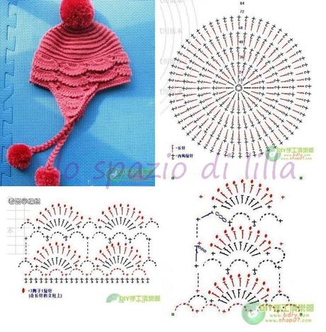 A gentile richiesta...schemi di cappelli crochet con paraorecchi per bimbi / Crochet hats for kids with earflaps, free charts