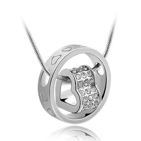 Exquisite Rhinestone Two-Layered Heart Necklace For Women