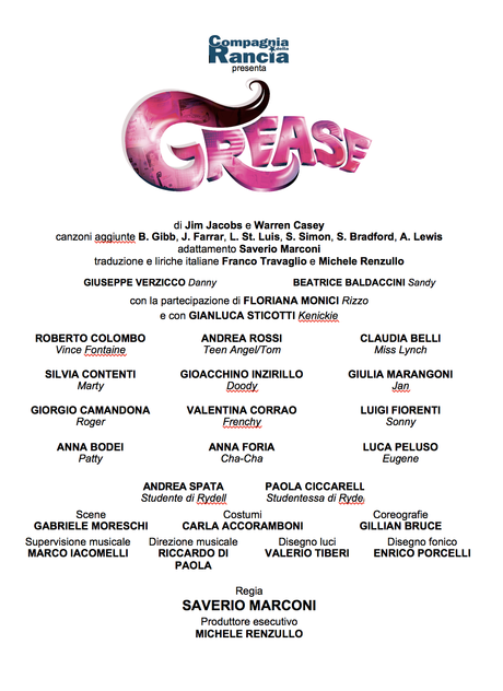 Anche nel 2016 Grease il musical al Teatro della Luna - ASSAGO (MI) - Teatro della Luna, dal 21 gennaio al 7 febbraio 2016.