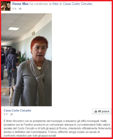 Il fascismo dei centri sociali romani anche nel 2016 è con noi. Oggi squallida performance del Corto Circuito