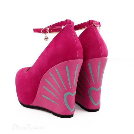 Shoespie Round Toe Wedge Heel Ankle Strap Pumps 