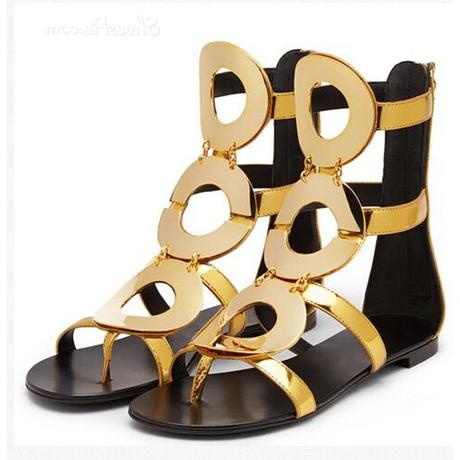 Shoespie Metal Zipper Thong Flat Sandals