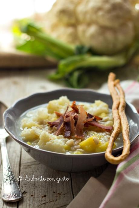 Zuppa di orzo e cavolfiore con speck croccante per l'MTC #53