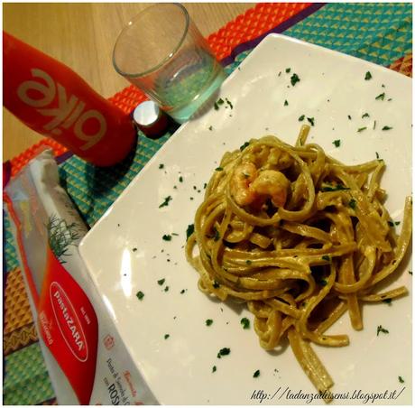 Linguine al rosmarino in crema di gamberetti