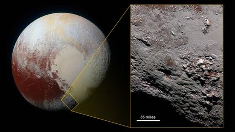 La regione dove trova il Wright Mons, nel contesto generale di Plutone. Crediti: NASA / JHUAPL / SWRI.