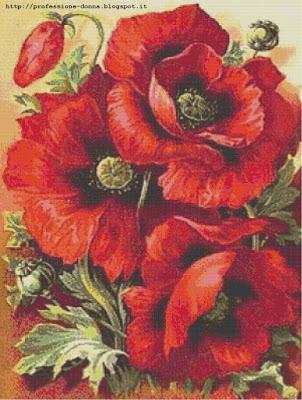 Schema a punto croce: Papaveri