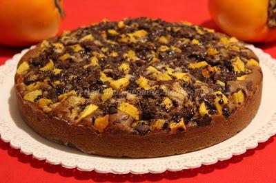 Torta cachi e cioccolato al olio e  sciroppo d'acero