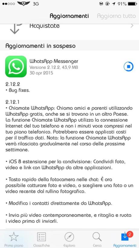 WhatsApp per iOS si aggiorna correggendo alcuni problemi [Aggiornato x9 Vers. 2.12.13] [Aggiornato x10 Da oggi gratuita e per sempre]