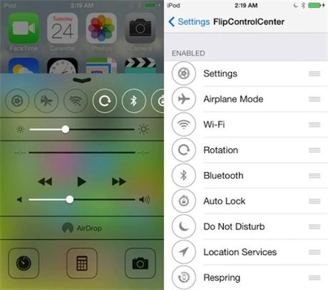 Cydia (iOS 9.x.x) – FlipControlCenter, la personalizzazione del Control Center si aggiorna correggendo alcuni problemi [ Vers. 1.0.3]