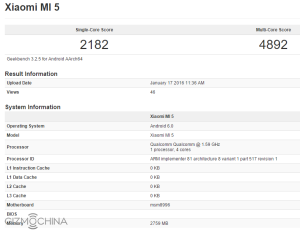 Xiaomi Mi5: trapelano nuovi punteggi migliorati su Geekbench!