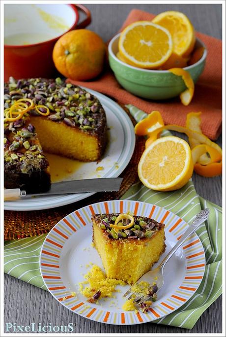 Torta di Farina Gialla all’Arancia e Pistacchi