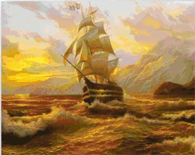 Schema a punto croce: Barca in mare