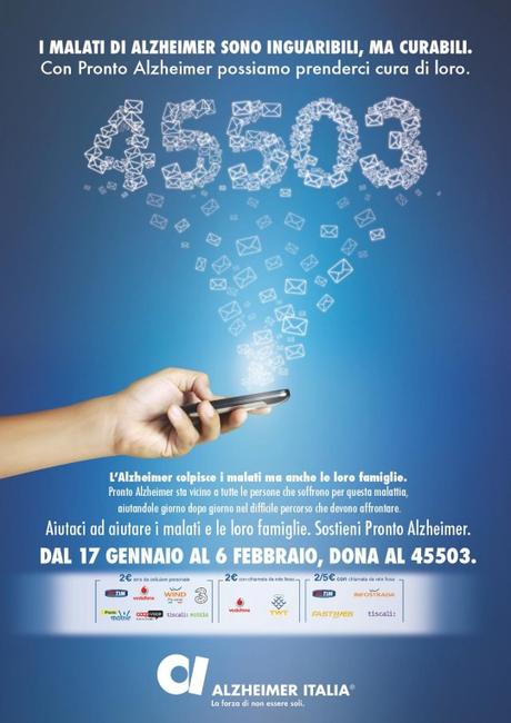 SMS solidale al 45503 a sostegno di Pronto Alzheimer e dei familiari dei malati