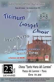 PAVIA. AISM Pavia e Ticinum Gospel Choir e Sherrita Duran in concerto per AISM sabato sera al Carmine.