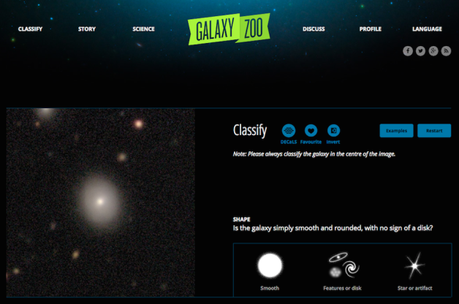 L'interfaccia di Galaxy Zoo. Crediti: www.galaxyzoo.org