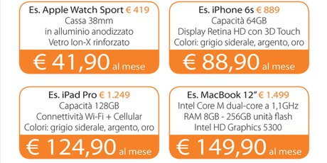 Tasso Zero prodotti Apple finanziamento